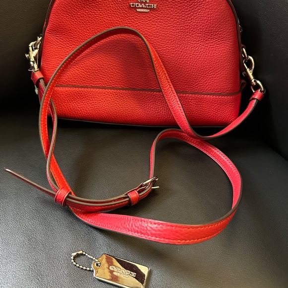 NWT! RARE! F76673 Coach Dome Bright Cardinal Leather Crossbody Bag - Picture 9 of 10